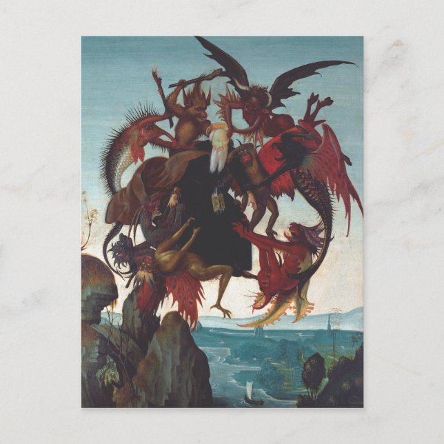 Frestationen av Saint Anthony av Michelangelo Vykort (Framsida)
