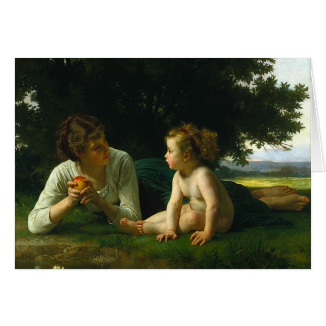 Frestelse av Bouguereau 1880 Hälsningskort (Framsidan Horizontal)