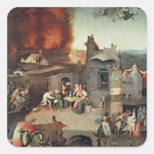 Frestelse av Sanktt Anthony, c.1500 Fyrkantigt Klistermärke