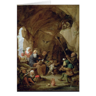 Frestelsen av St Anthony i en stenig Cavern Hälsningskort