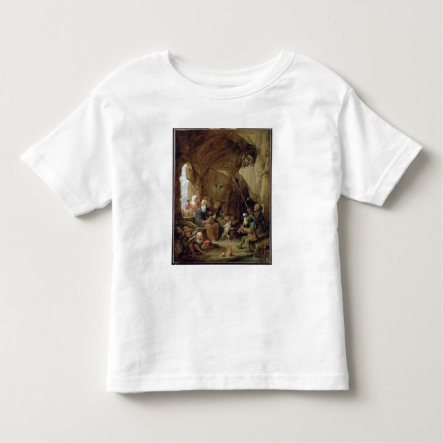 Frestelsen av St Anthony i en stenig Cavern T-shirt (Framsida)