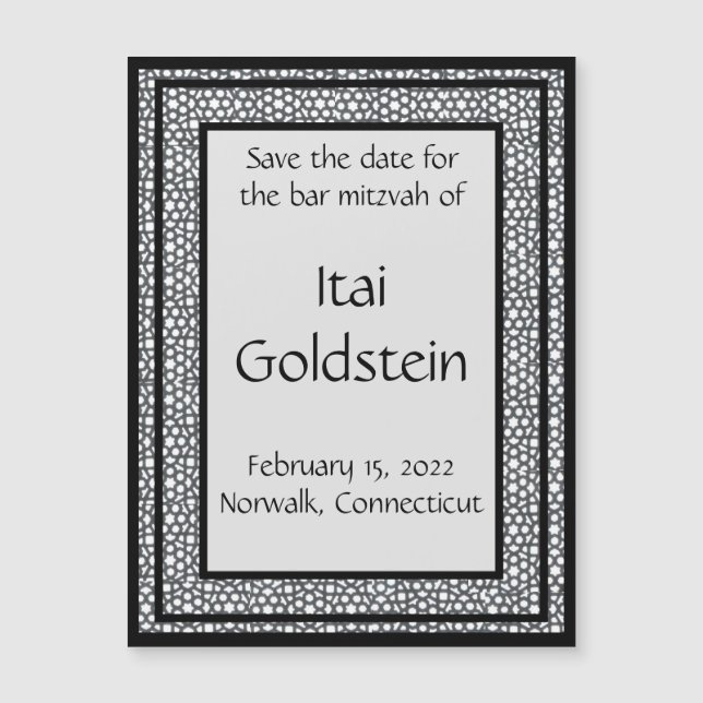 Fretwork Repeated Spara datum Magnet (Framsida)