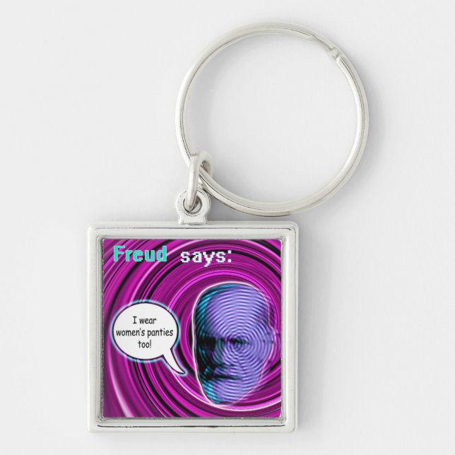 Freud Keychain Fyrkantig Silverfärgad Nyckelring (Framsidan)