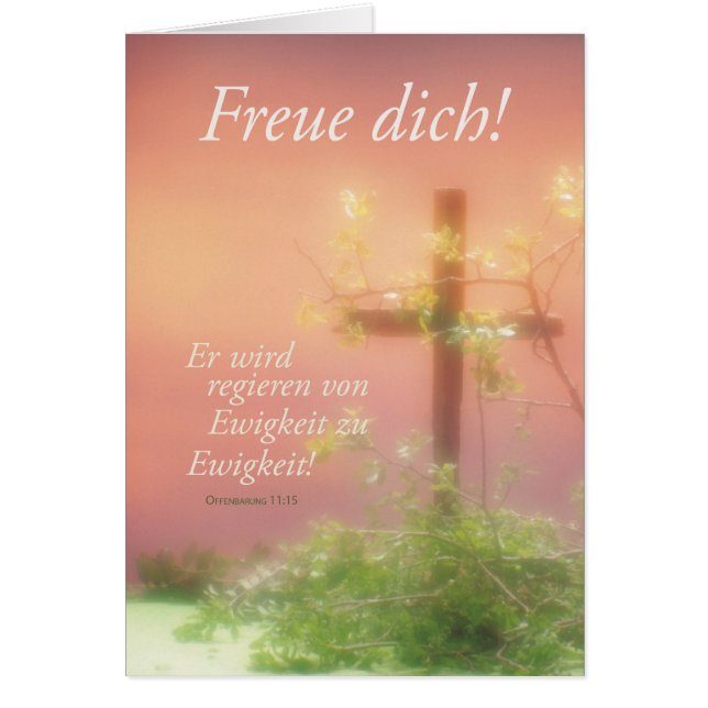 Freuen Ostern Kreuz & Pflanzen Hälsningskort (Framsidan)