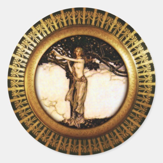 Freya Guld Runt Klistermärke (Framsida)