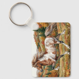 Freya Icelandic Horse in Autumn Forest Nyckelring