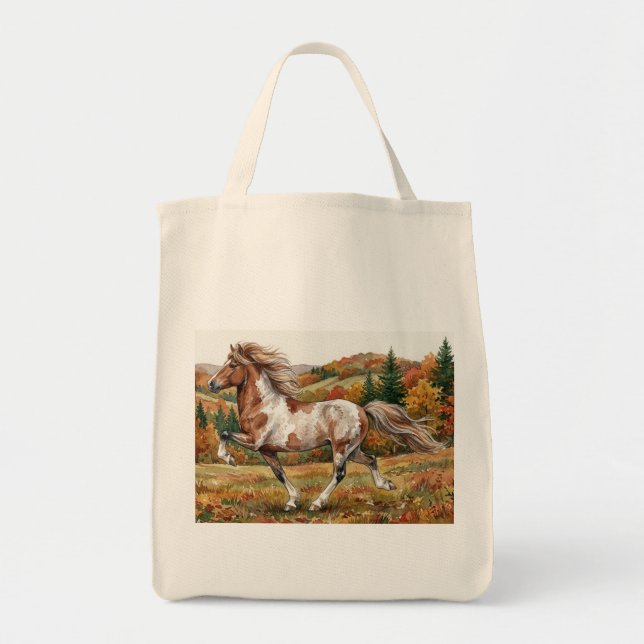 Freya Icelandic Horse in Autumn Forest Tygkasse (Framsidan)
