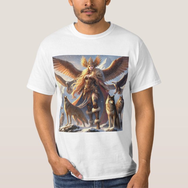 Freya: La Diosa del Amor y la Guerra T Shirt (Framsida)