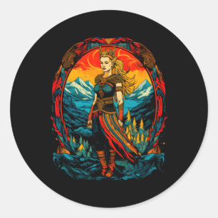 Freya Norse Mythology Runt Klistermärke