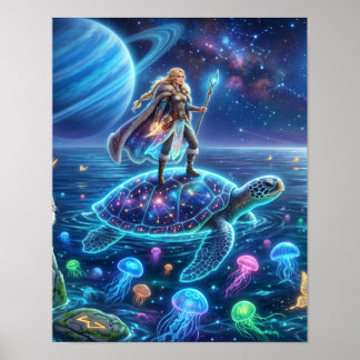 Freya Rides Världssköldpaddan - Nordisk Fantasykon Poster