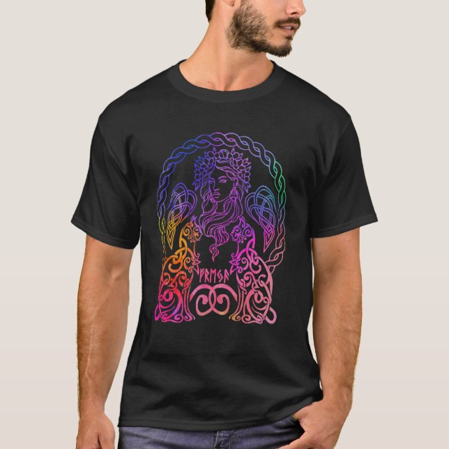 Freya Viking Goddess Freyja Norse Mythology Rainbo T Shirt (Framsida)