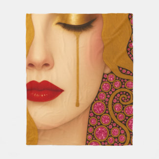 Freya's heartache golden tears in pink motif fleecefilt