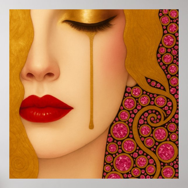 Freya's heartache golden tears in pink motif poster (Framsidan)