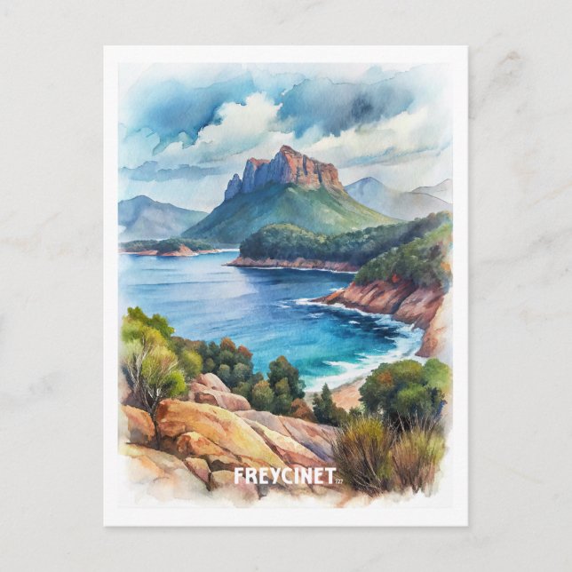 Freycinet National Park Watercolor Painting Vykort (Framsida)