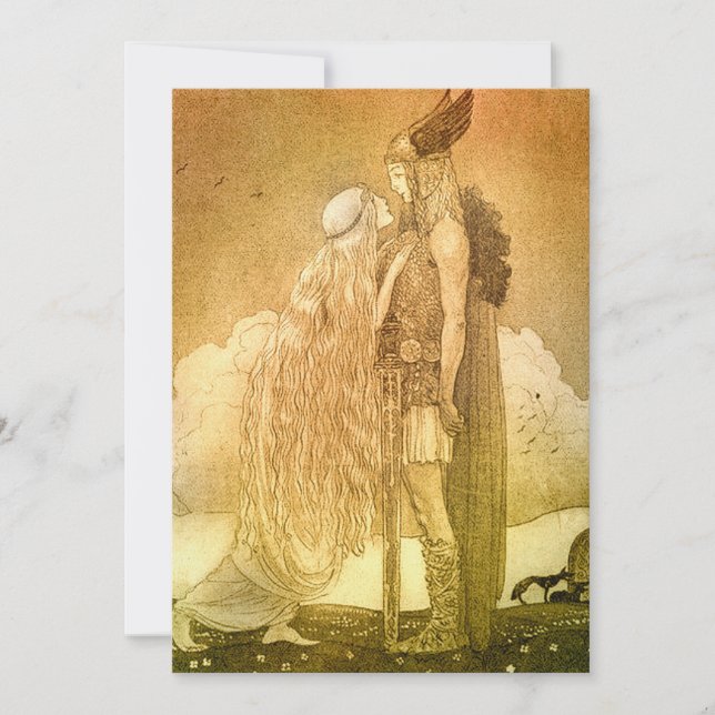 Freyja och Svipdag av John Bauer 1911 Inbjudningar (Framsida)