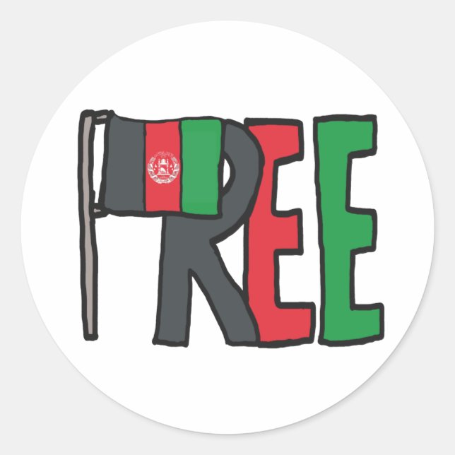Fri Afghanistan Runt Klistermärke (Framsida)