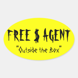 FRI AGENT-REDSKAP, gult,ovala,klistermärken Ovalt Klistermärke