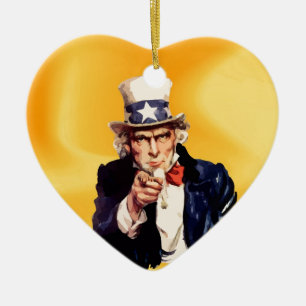Fri Amerika Uncle Sam Julgransprydnad Keramik