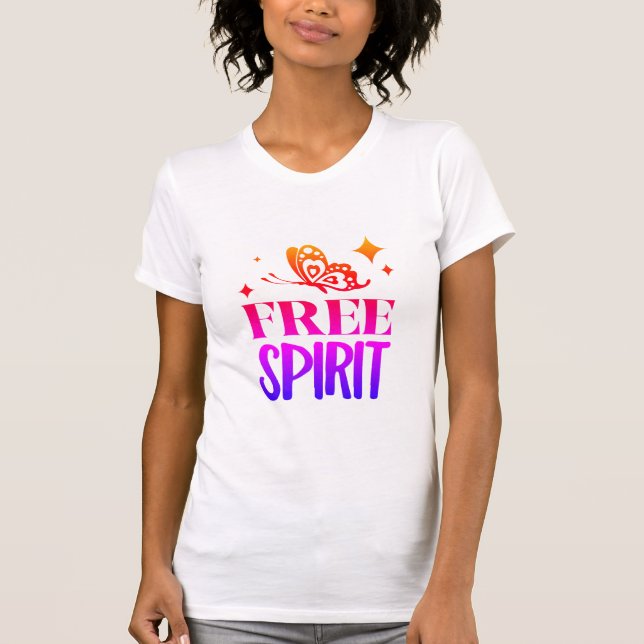 "Fri Ande" flerfärgad med fjärilar T Shirt (Framsida)