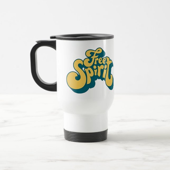 Fri Ande - Groovy Retro 70-tals Gul Teal Mugg (Vänster)