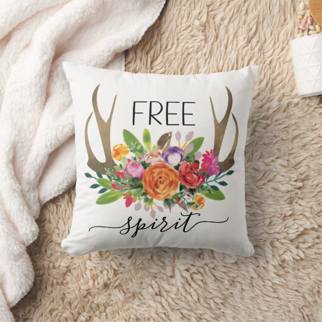 Fri Ande Modern Boho Chic Blommor Horn Kudde (Filt)