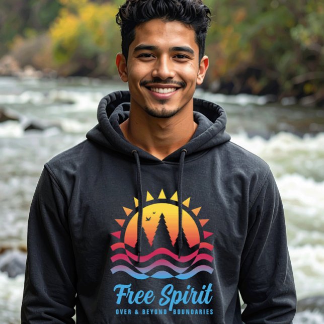 Fri Ande Utöver Gränserna Hoodie (Abstract gradient landscape hoodie from the "Free Spirit Explorer" collection by Wave and Walk.)