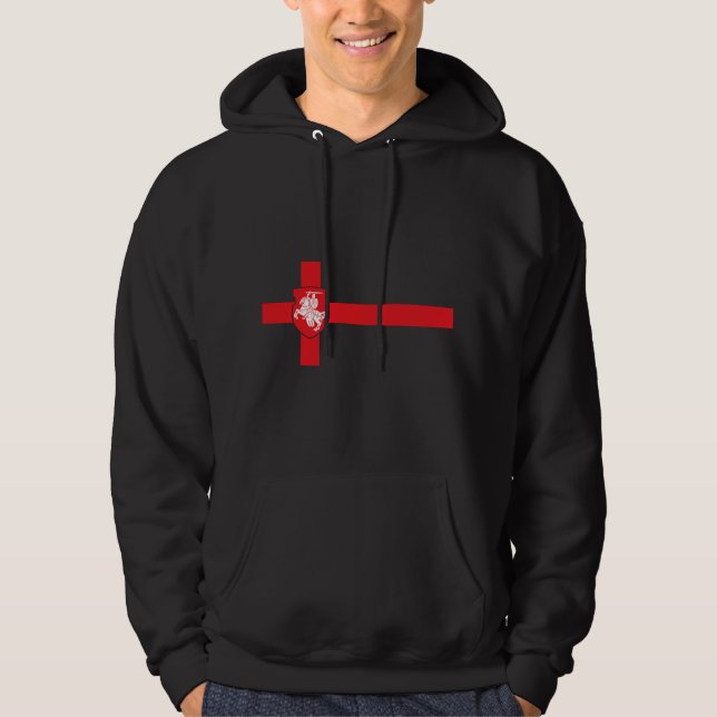 Fri Belarus Pogonya Vit Röda Flagga Protest Symbol Hoodie (Framsida)