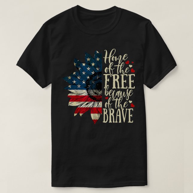 Fri bostad på grund av det Modiga amerikanska Flag T Shirt (Design framsida)