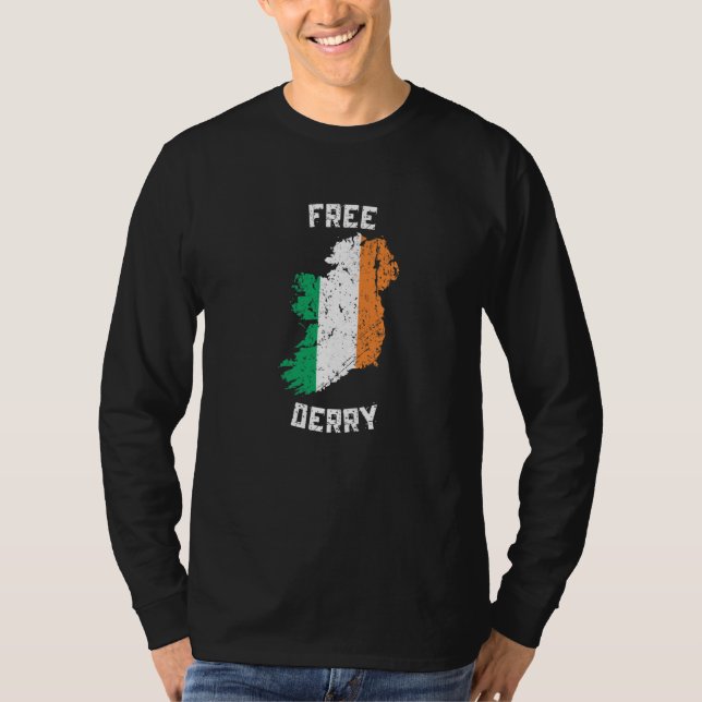 Fri Derry Irland Karta   T Shirt (Framsida)