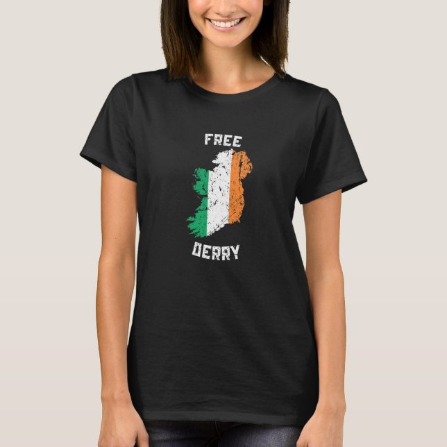 Fri Derry Irland Karta   T Shirt (Framsida)