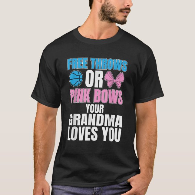 fri droppe eller rosa böjer Grandma kärlek du gend T Shirt (Framsida)