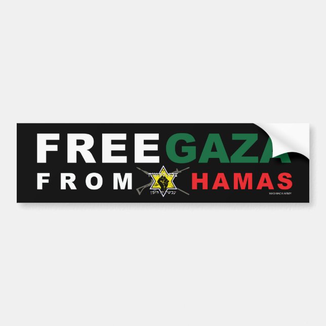 "Fri Gaza från Hamas" Bumper Sticker (svart) Bildekal (Framsidan)