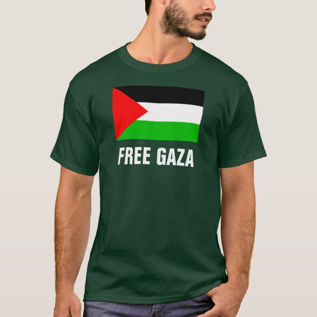 Fri Gaza grön T-tröja - stora brev Tee (Framsida)