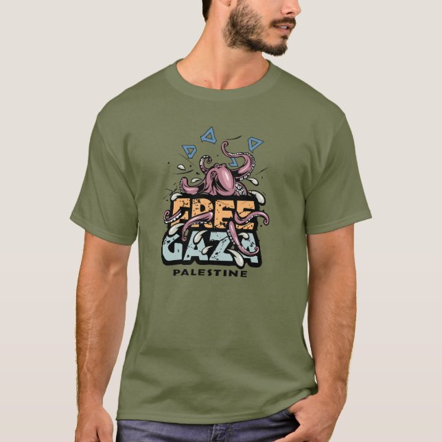Fri Gaza Palestina - Illustration av bläckfisk T Shirt (Framsida)
