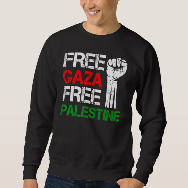Fri Gaza-Palestina Lång Ärmad Tröja (Framsida)