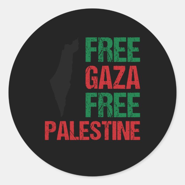 Fri Gaza-Palestina Runt Klistermärke (Framsida)