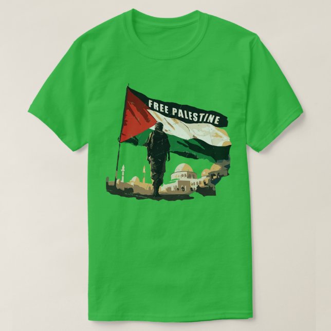 Fri Gazaremsan Retro Palestina flagga T Shirt (Design framsida)