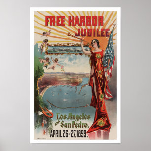 Fri hamn-jubileum, 1899. Gammalt reklamaterial Poster