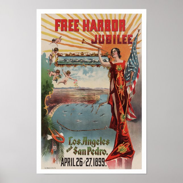 Fri hamn-jubileum, 1899. Gammalt reklamaterial Poster (Framsidan)