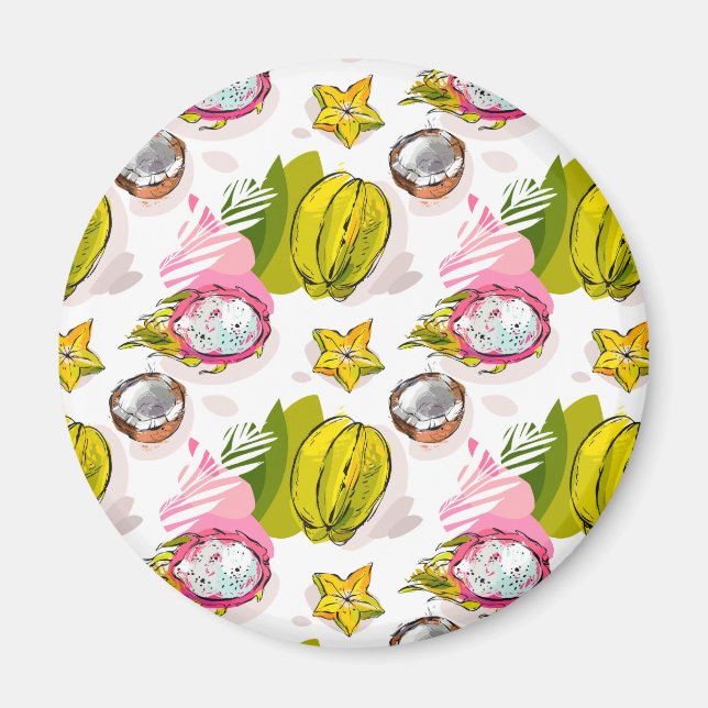 Fri hand Texturerad frukt Mönster Magnet (Framsidan)