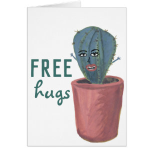 FRI HUGS CRAZY CACTUS DAM-munstycke Hälsningskort