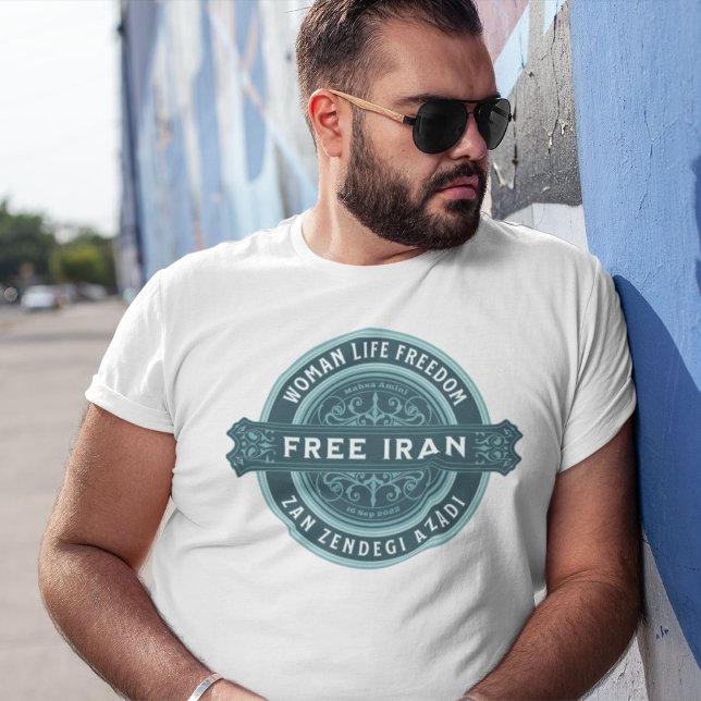Fri Iran Woman | Mahsa Amini Badge Grönt T Shirt (Free Iran Woman | Mahsa Amini Badge Green T-Shirt)