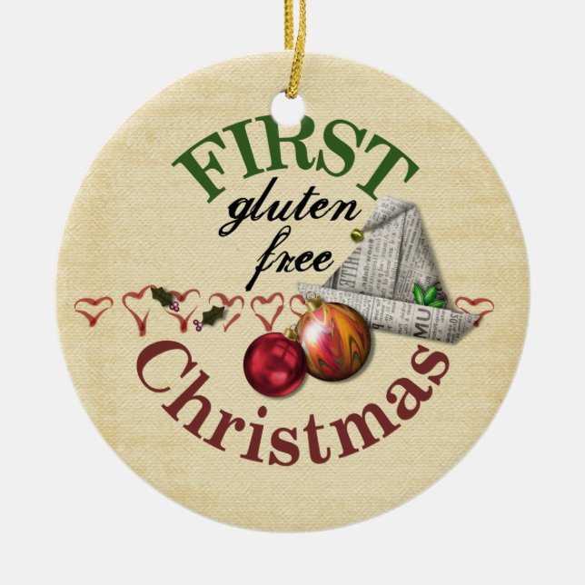 Fri julprydnad för första Gluten Julgransprydnad Keramik (Framsidan)