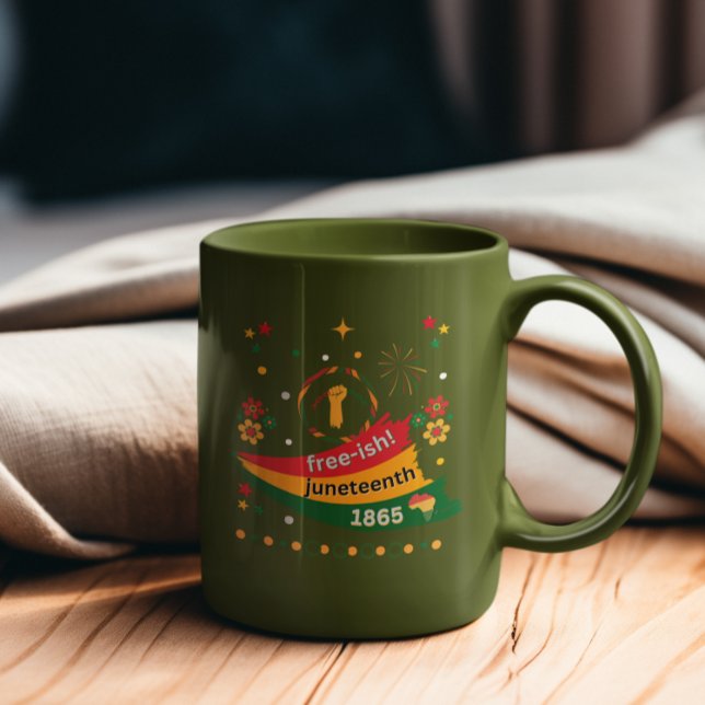 Fri juni 1865 svart frihetsdesign Två-Tonad mugg (Skapare uppladdad)