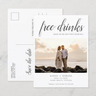 Fri knapp Beach Wedding Photo Spara datum Meddelande Vykort