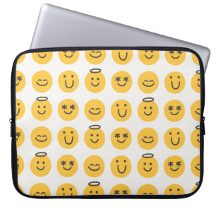 Fri lycklig-emoji, sömlös mönster. Positivt e Laptop Fodral
