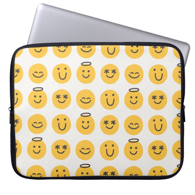 Fri lycklig-emoji, sömlös mönster. Positivt e Laptop Fodral (Framsidan)