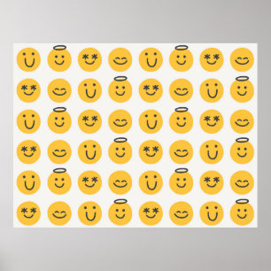 Fri lycklig-emoji, sömlös mönster. Positivt e Poster