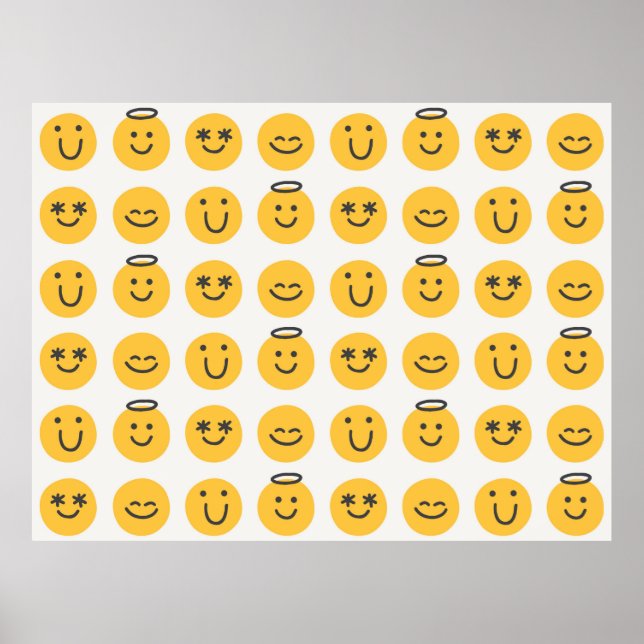 Fri lycklig-emoji, sömlös mönster. Positivt e Poster (Framsidan)
