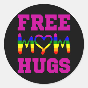 FRI MAMMA HUGS LGBT Pride Månad för HGBTQ-regnbåge Runt Klistermärke